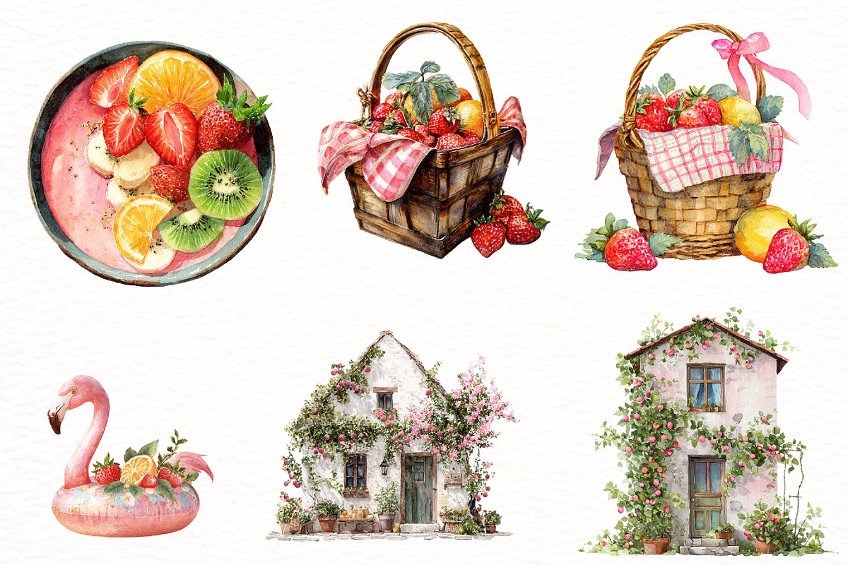 Watercolor Summer Vibe Clipart, an Illustration by Designworld (Photo 3 of 6)