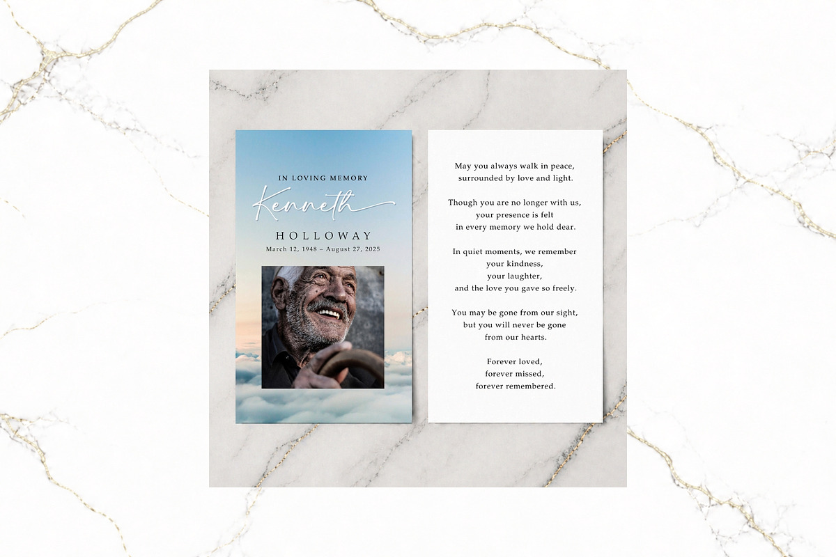 Funeral Prayer Card Canva FR011, a Card Template by TyphoonStudio (Photo 1 of 6)