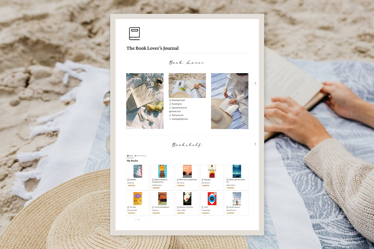 The Book Lover's Journal on Notion, a Websites & App Template by HASU Design (Photo 3 of 4)