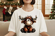 Whimsical Christmas highland cow, an Illustration by Designworld (Thumbnail 4 of 6)