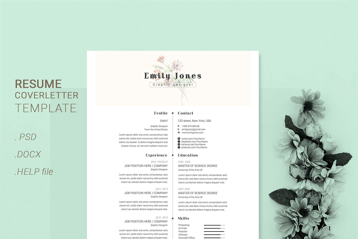 Water Color CV-Resume Tempalate *C, a Resume Template by Showy68 Template (Photo 2 of 3)