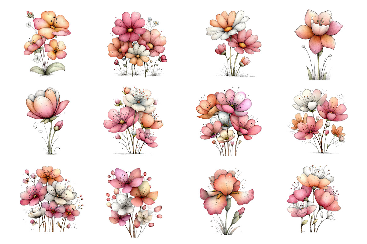 Whimsical Spring Wildflower Clipart, an Illustration by Dream Creation (Photo 4 of 6)