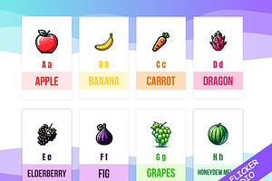 Alphabet Fruits Flash Card