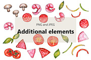 Watercolor pizza set, a Food Illustration by Olha's watercolor (Thumbnail 3 of 4)