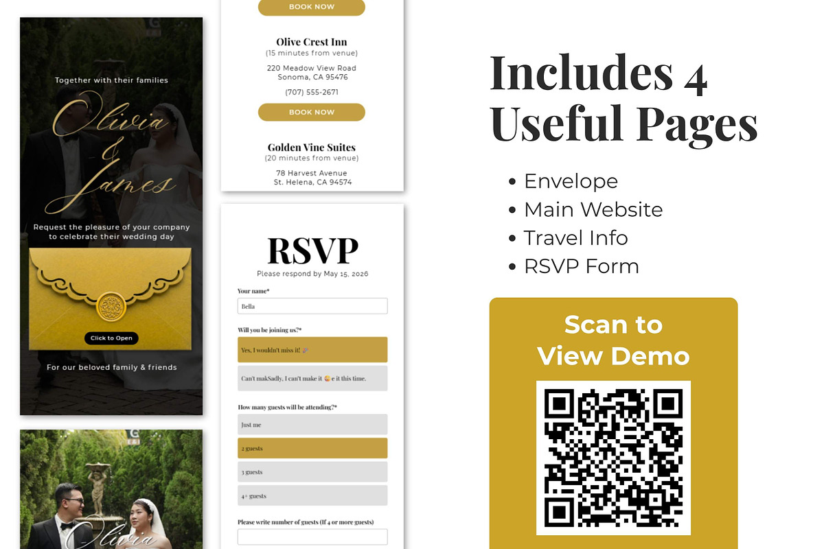 Black Gold Wedding Website Template, a Landing Page Template by Everyday Perfection (Photo 3 of 10)