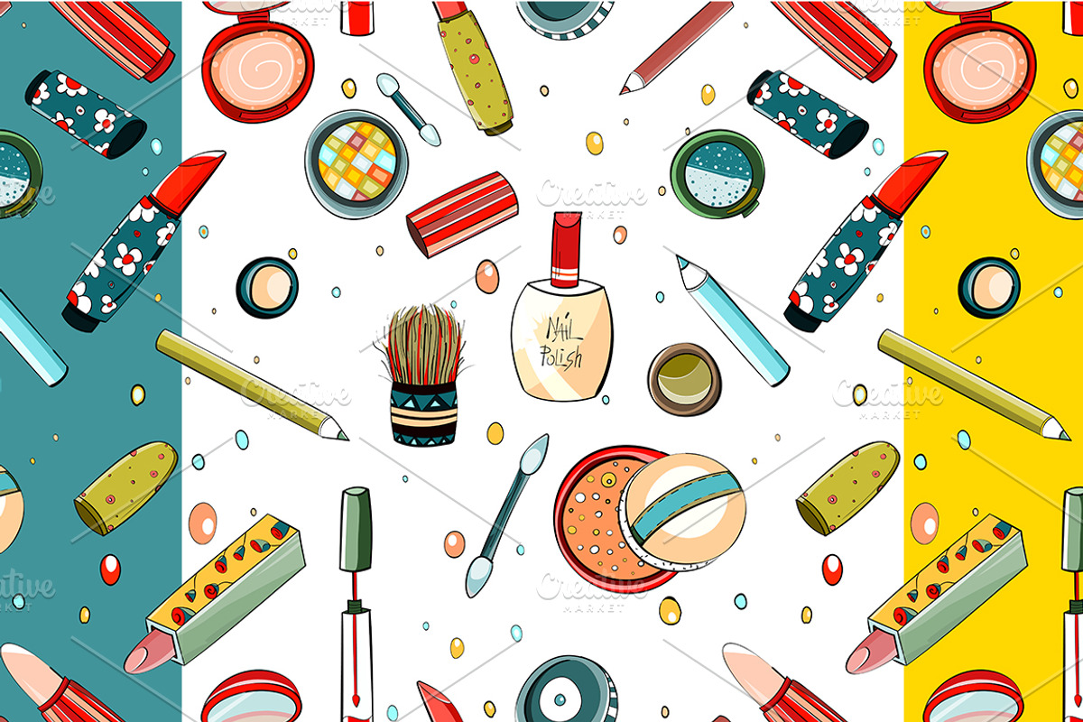 Colorful Makeup Seamless Pattern, a Pattern Graphic by Popmarleo Shop