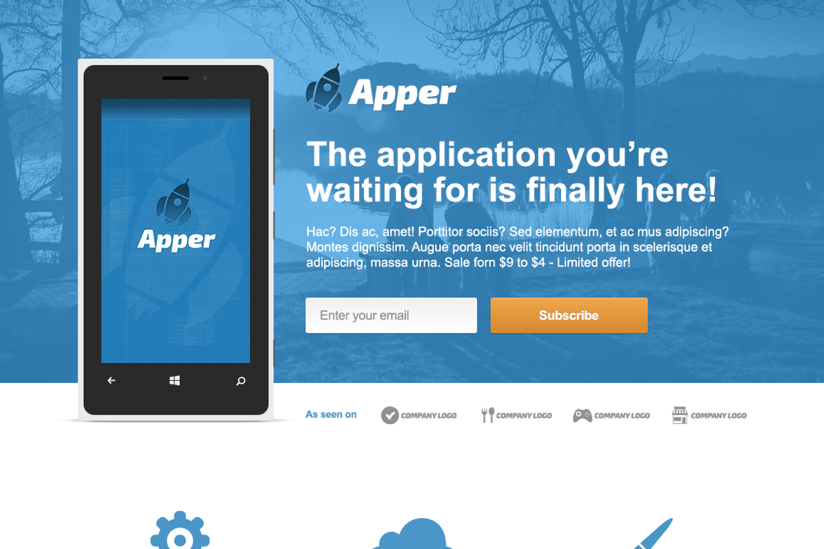 Apper Pagewiz Landing Page + PSD, an App Template by LanceMedia (Photo 2 of 5)