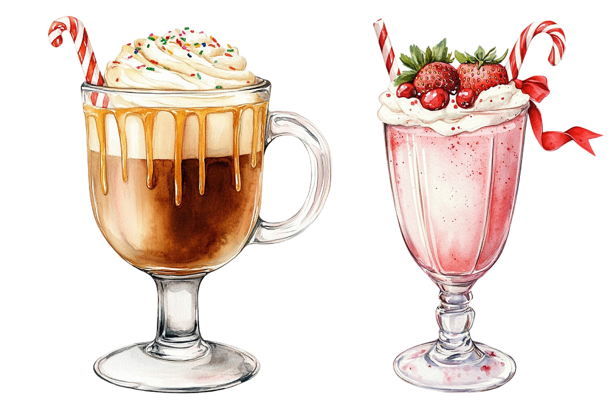 Christmas Drinks Watercolor Clipart, a Seasonal Illustration by CitraGraphics (Photo 6 of 6)