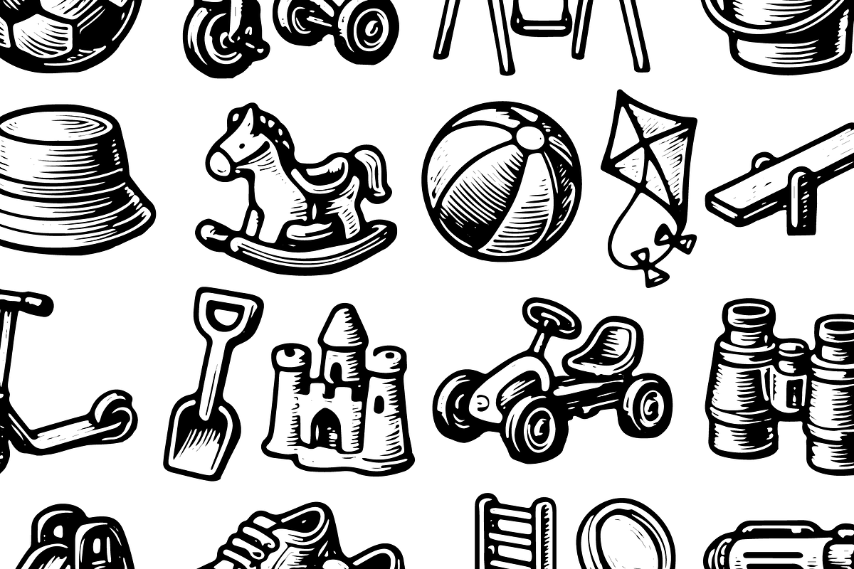 Vintage Kids Outdoor Toys Icons, an Object Graphic by RT Studio (Photo 3 of 3)