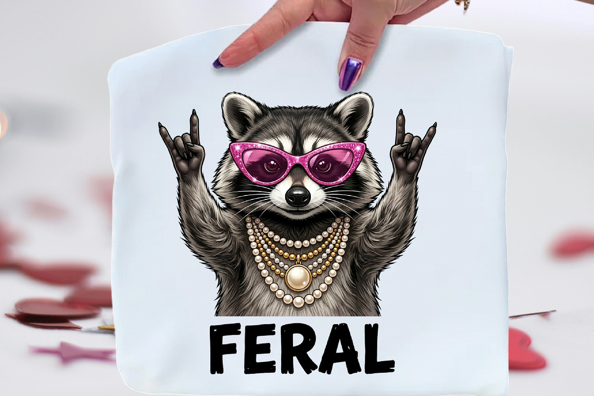 Feral Raccoon Sunglasses Funny PNG, an Illustration by CraftArtStudio (Photo 1 of 4)