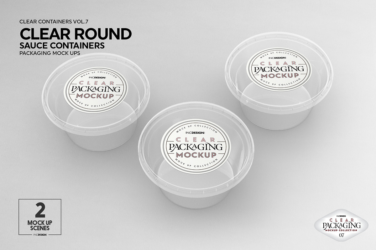 Clear Round Sauce Containers Mockup, a Cups & Container Mockup by INCDesign (Photo 12 of 14)