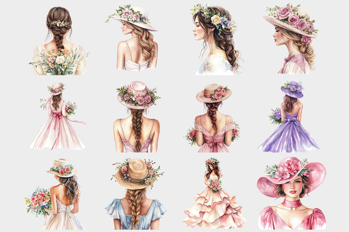 Pink Girls Summer Flower Clipart, a Seasonal Illustration by Design Market (Photo 2 of 5)