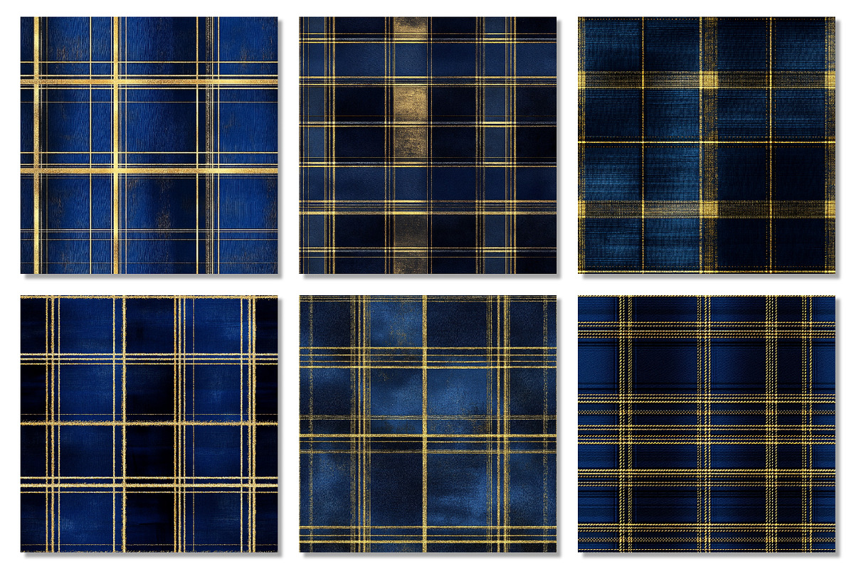Royal Blue Gold Holiday Tartan Paper, a Texture Graphic by Dream Creation (Photo 2 of 5)