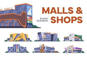 Shopping centers, malls, stores set, an Object Illustration by Good Studio
