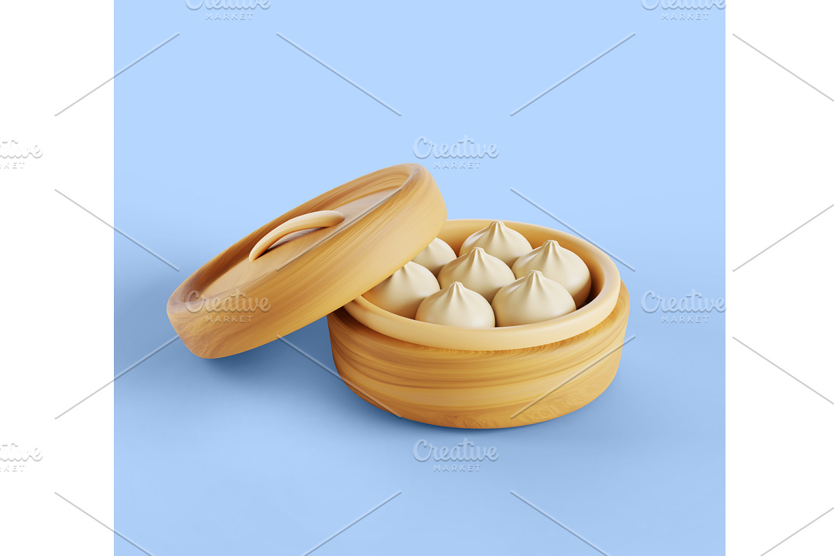 Chinese food baozi, steam bread or, a Food & Drink 3D Model by Marozhkastudio