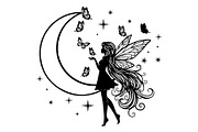 Fairy Moon Butterfly Silhouette, an Object Illustration by Gaye Art (Thumbnail 5 of 31)