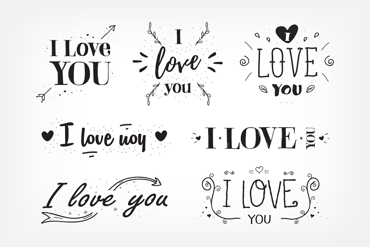 I love you lettering set, a Decorative Illustration by Good Studio (Photo 2 of 6)