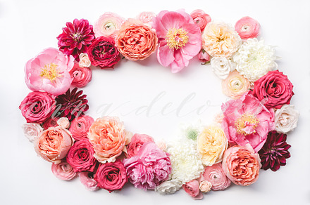Pink Flower Wreath Stock Photo