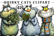 Quirky Cats Clipart, an Illustration by CreationArt (Thumbnail 1 of 5)