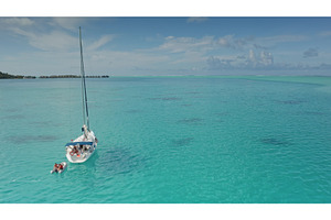 Sailing in Bora Bora crystal clear, a Nature Photo by Goinyk
