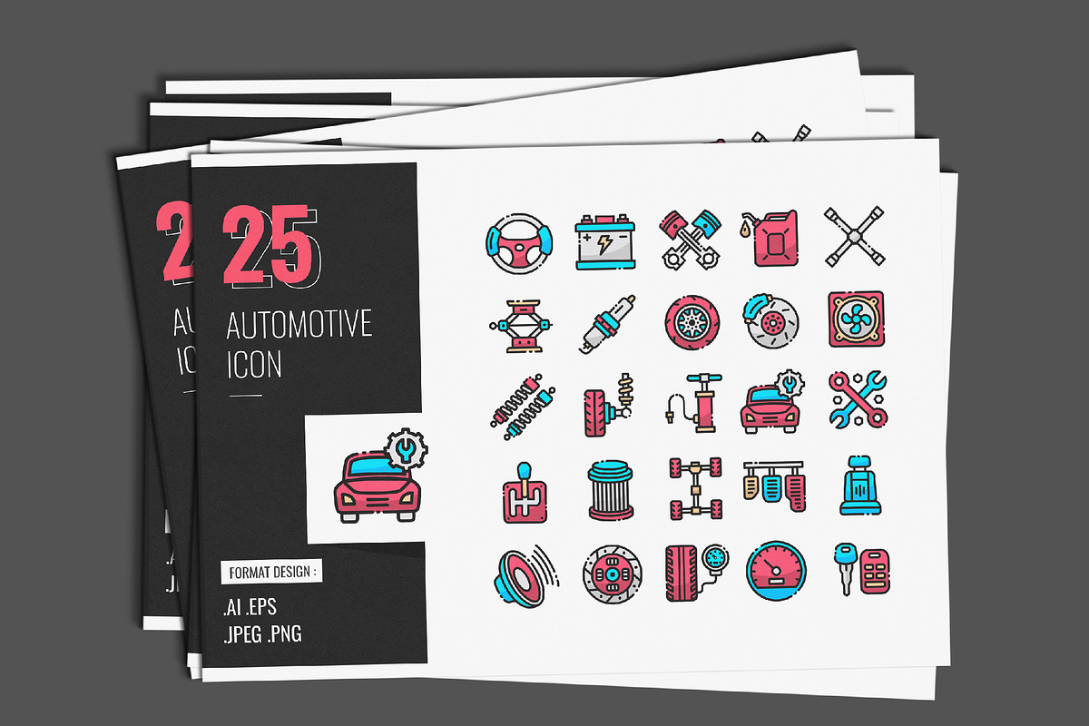 Automotive Icons Design, a Duotone Icon by shin_std