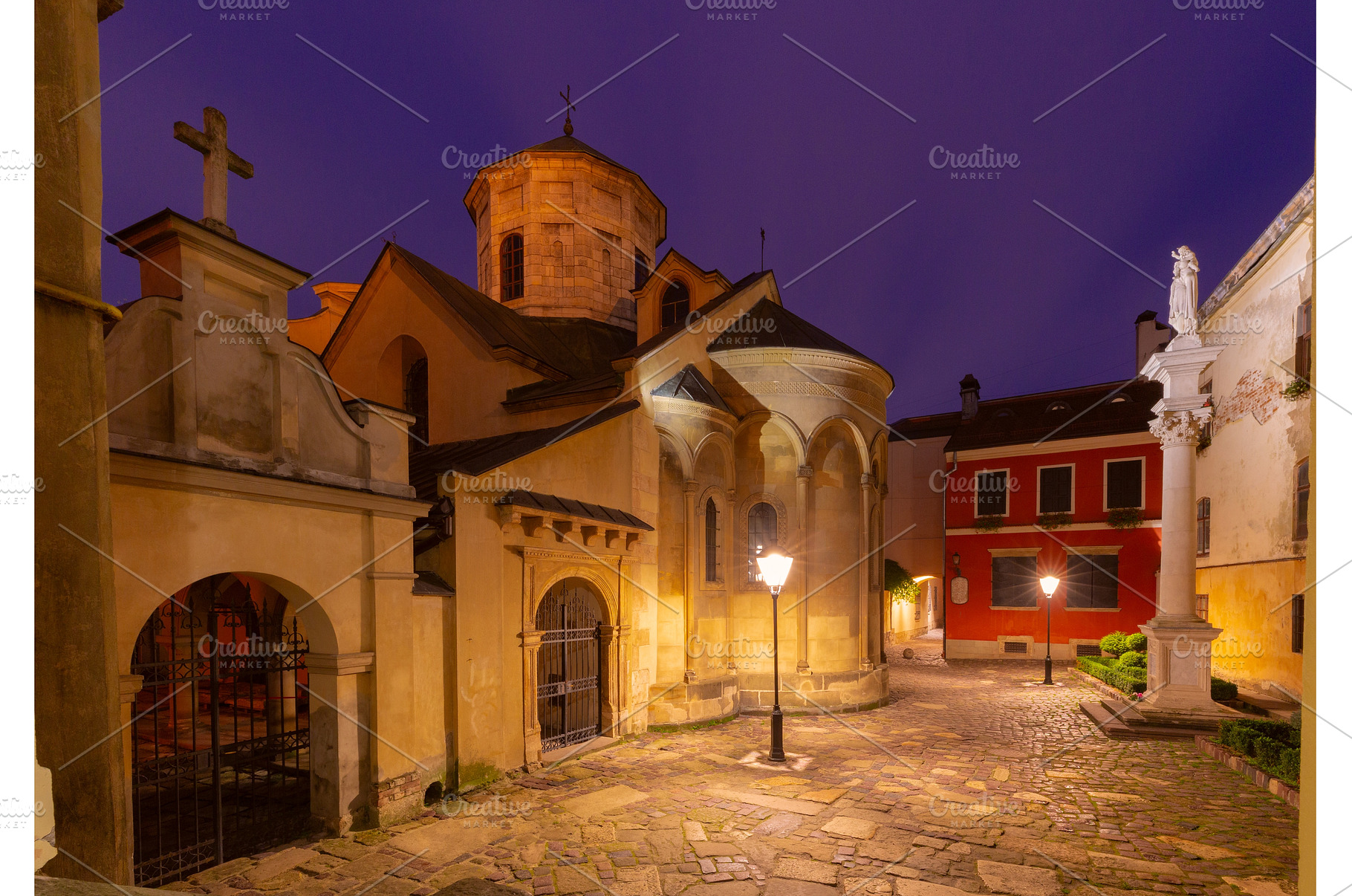 Armenian Cathedral at night in Lviv, an Architecture Photo by kavalenkava