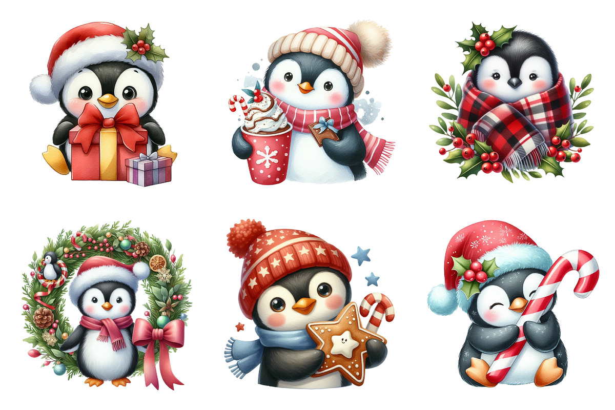 Cute Penguins Clipart Bundle, an Illustration by SinaCreation (Photo 3 of 7)