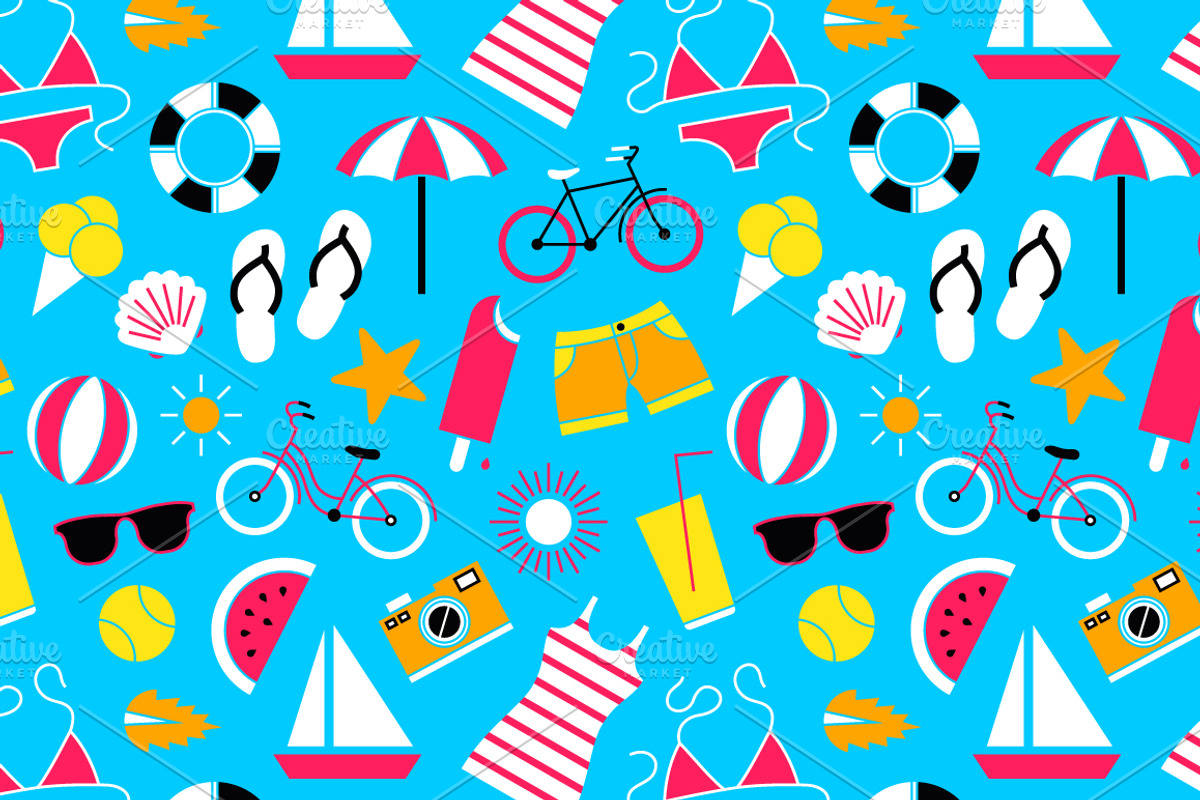 Summer vacation card and pattern, a Pattern Graphic by tetiana.svirska (Photo 6 of 7)