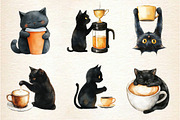 Cat Silhouette Love Coffee Clipart, an Illustration by Dream Creation (Thumbnail 3 of 6)