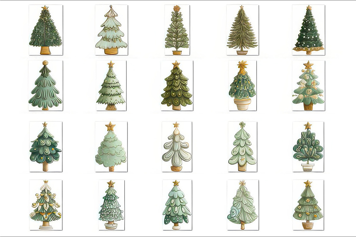Whimsical Christmas Tree Clipart V.1, a Seasonal Illustration by V Design Creator (Photo 3 of 9)