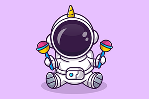 Cute Baby Astronaut Playing Maracas