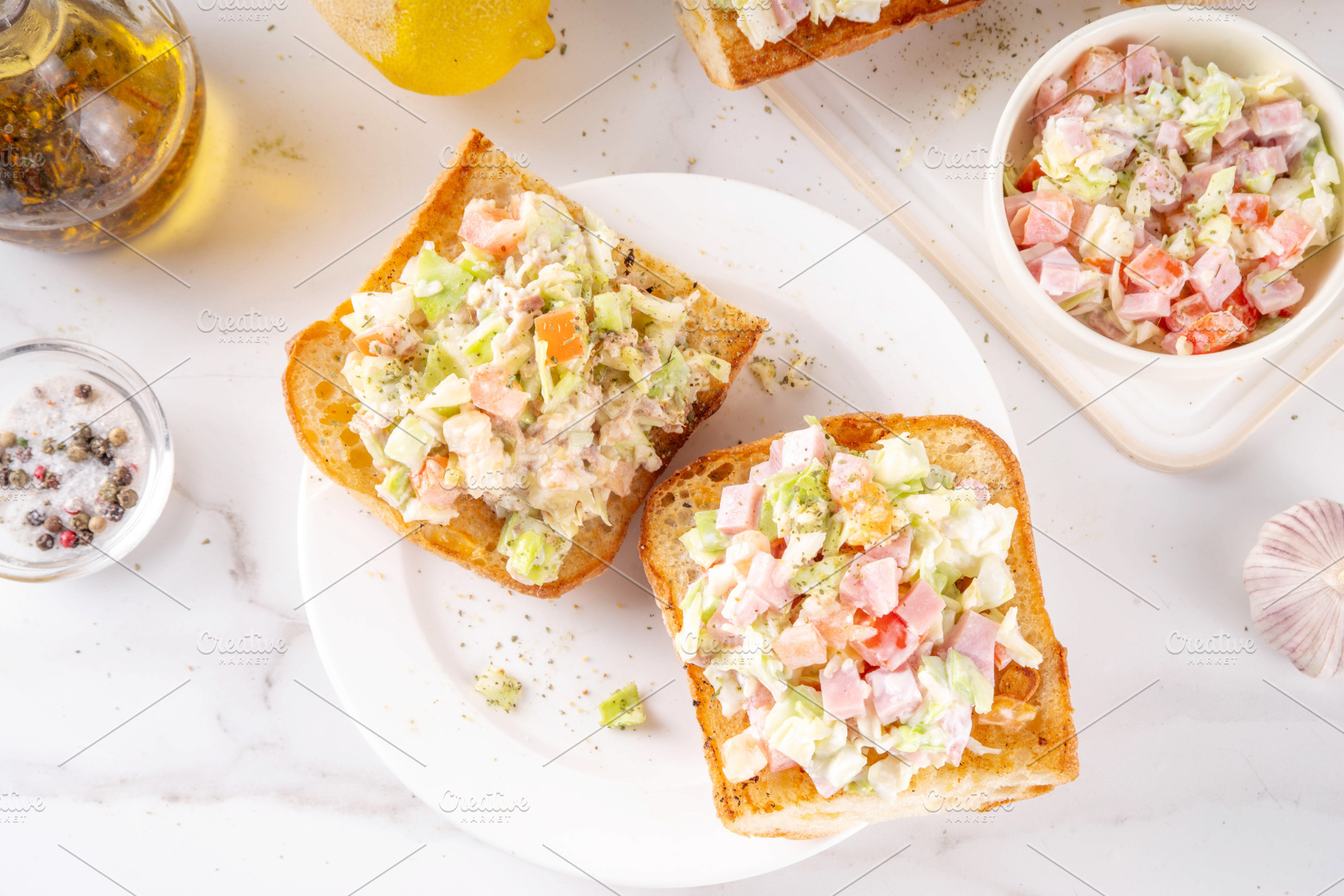 Viral Chopped Italian Sandwiches with salad and cheese, a Food & Drink Photo by Rimma