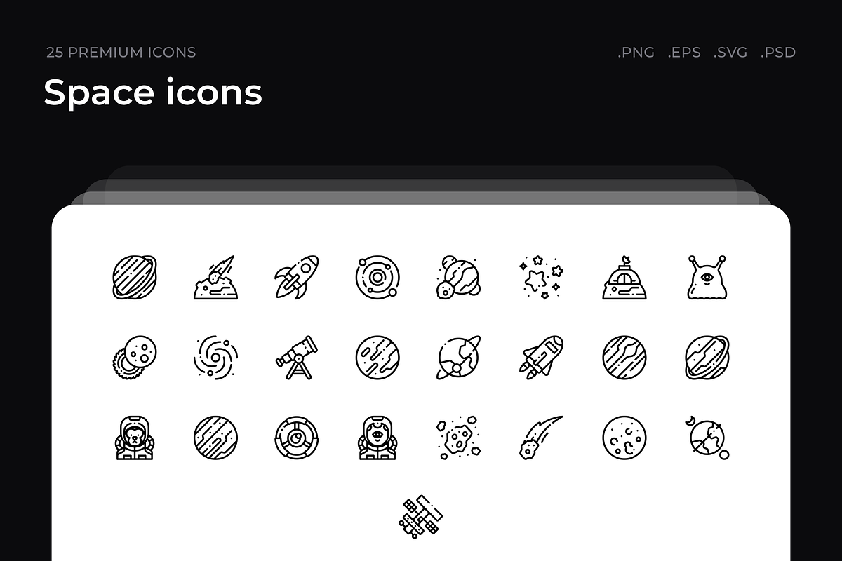 Space icons, an Outline Icon by Wencory (Photo 1 of 2)