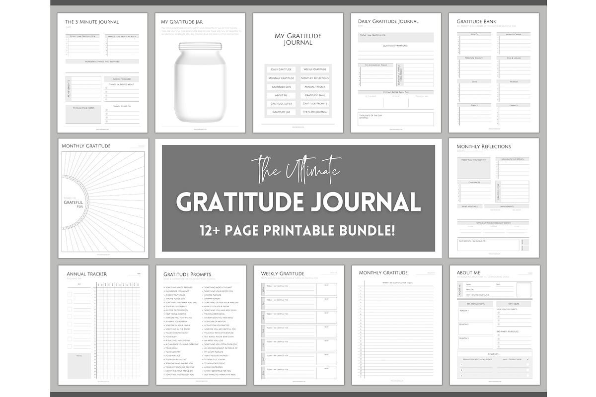 Gratitude Journal Printable Bundle, a Templates & Theme by Templatables (Photo 1 of 10)