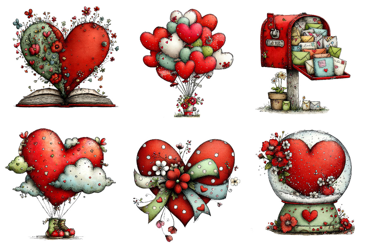 Whimsical Valentine Clipart, an Illustration by Dream Creation (Photo 2 of 6)