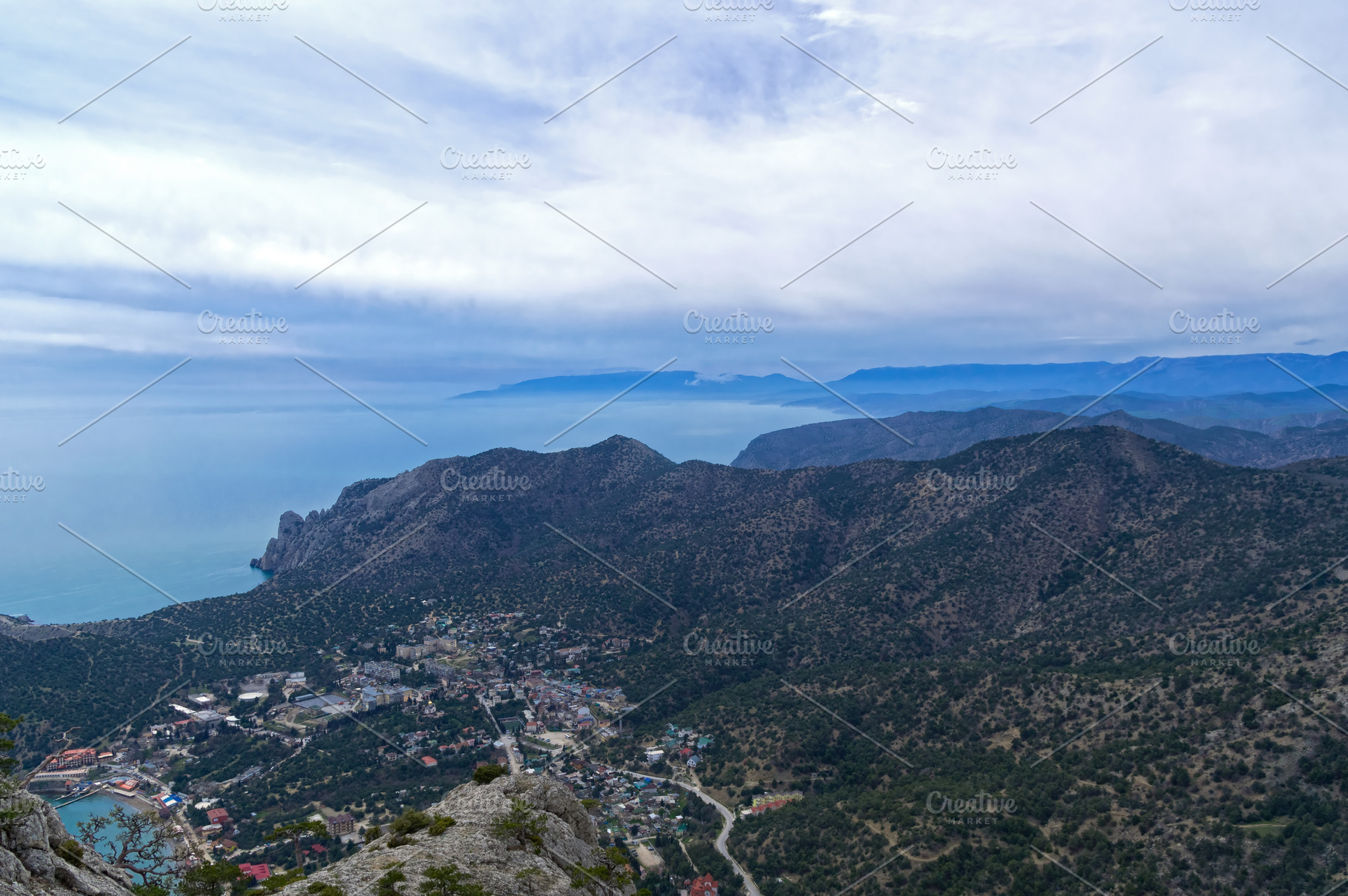Aerial view of a small resort village. Crimea., a Nature Photo by ...