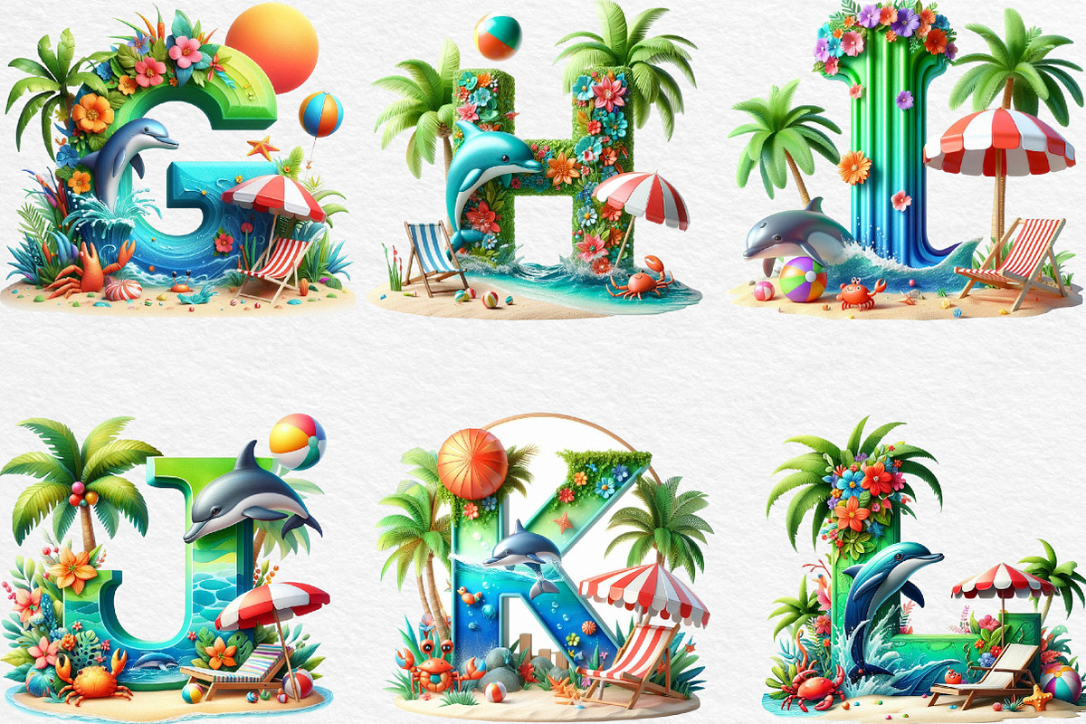 Summer Beach Doodle Alphabet Clipart, an Illustration by Black Bird Studio (Photo 3 of 6)
