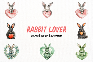 Vintage Rabbit With Heart Clipart
