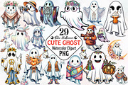 Boho Halloween Cute Ghost Clipart, a Seasonal Illustration by RobertsArt (Thumbnail 1 of 7)