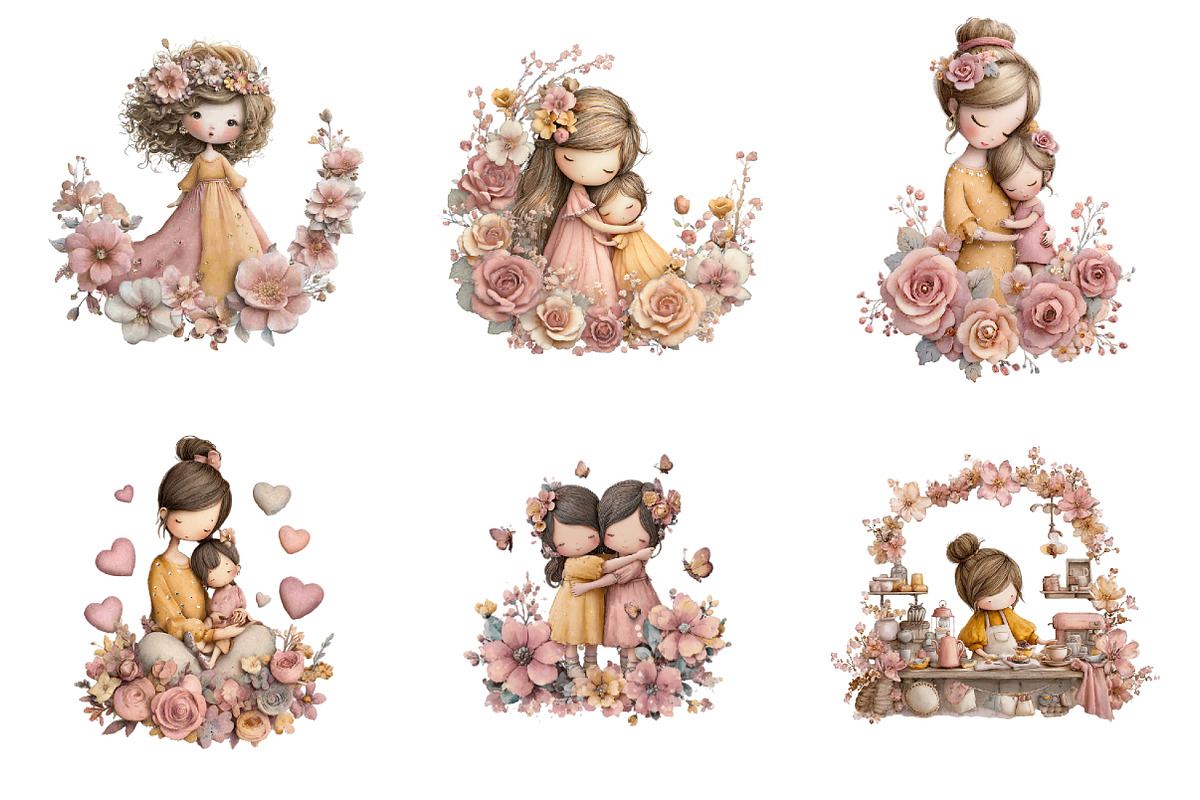 whimsical mothers day clipart, an Animal Illustration by GatewayDesign (Photo 3 of 7)
