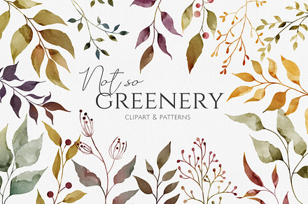 Not so Greenery | Watercolor clipart, a Decorative Illustration by Dervik Art Store