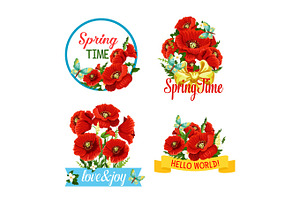 Vector Icons Of Flowers And Spring Time Quotes