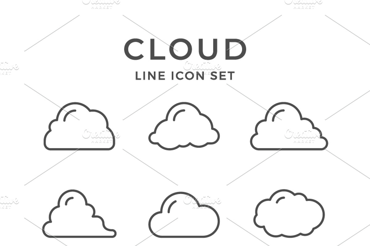 Set line icons of cloud, an Outline Icon by motorama (Photo 1 of 2)
