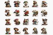 Cute Christmas Dogs Clipart Bundle, a Seasonal Illustration by fashionaddict (Thumbnail 4 of 7)