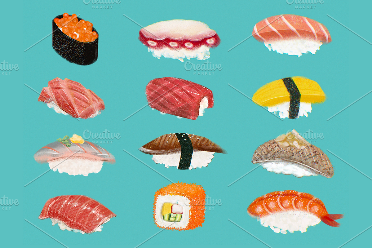 Procreate Sushi Drawing Brushes, a Brush Add-On by Artbykimmyw (Photo 6 of 13)