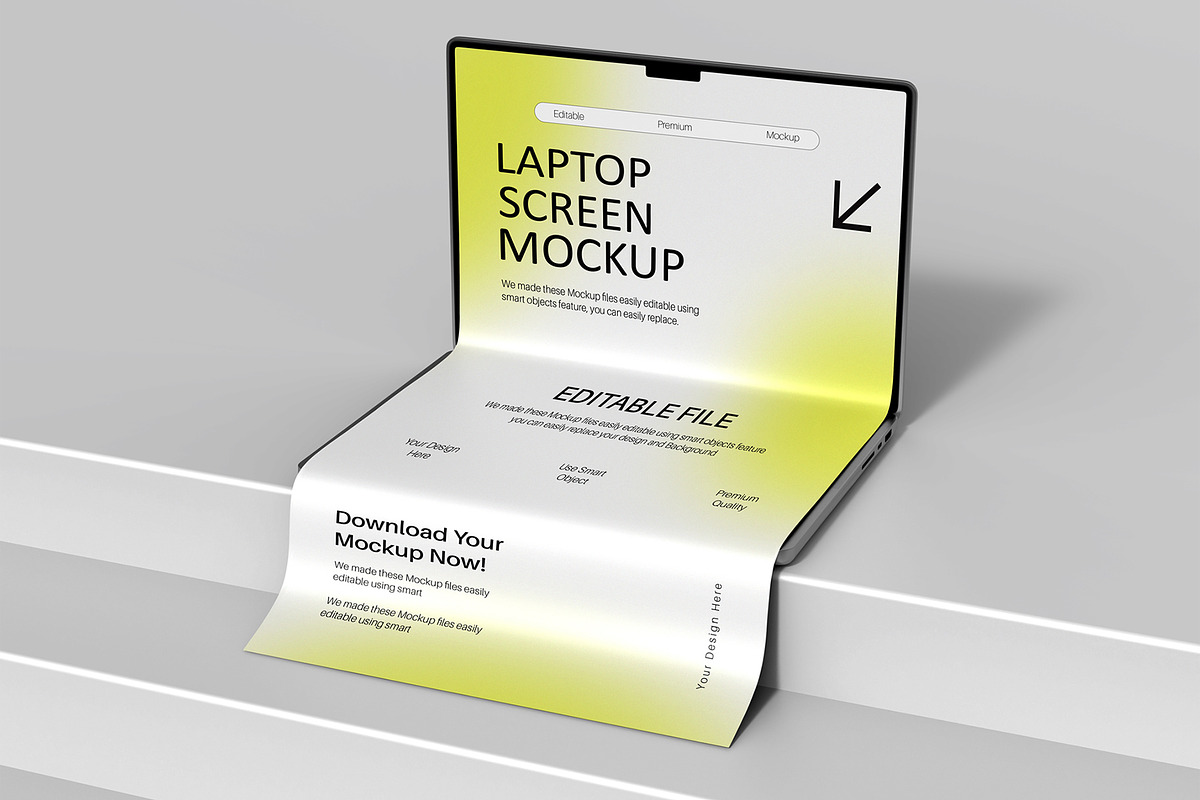 Editable Laptop Long screen Mockup
