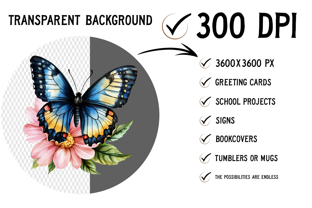 Watercolor butterflies clipart, an Illustration by Craft Nest (Photo 2 of 11)