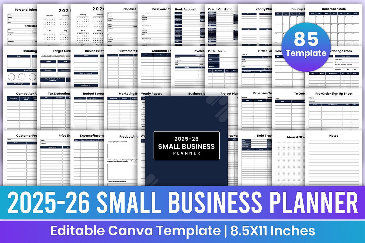 2025-26 Small Business Planner Canva, a Stationery Template by Mustafiz (Photo 1 of 6)