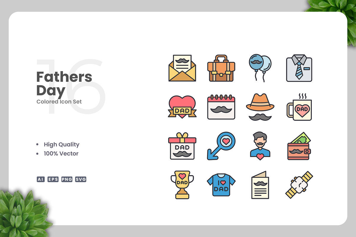 Fathers Day Colored Icons, an Icon by Upnowgraphic