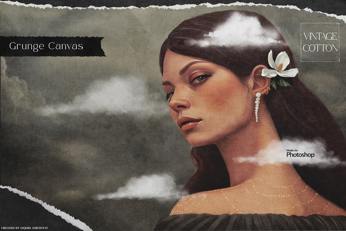 Vintage Cotton Photoshop Overlays, a Brush Add-On by Liquid Amethyst Art (Photo 2 of 7)